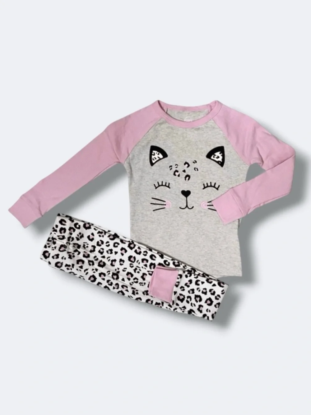🍄3/$15 Wonder Nation Pajama Set Girls 2T Two Piece Leopard Cat Sleepwear